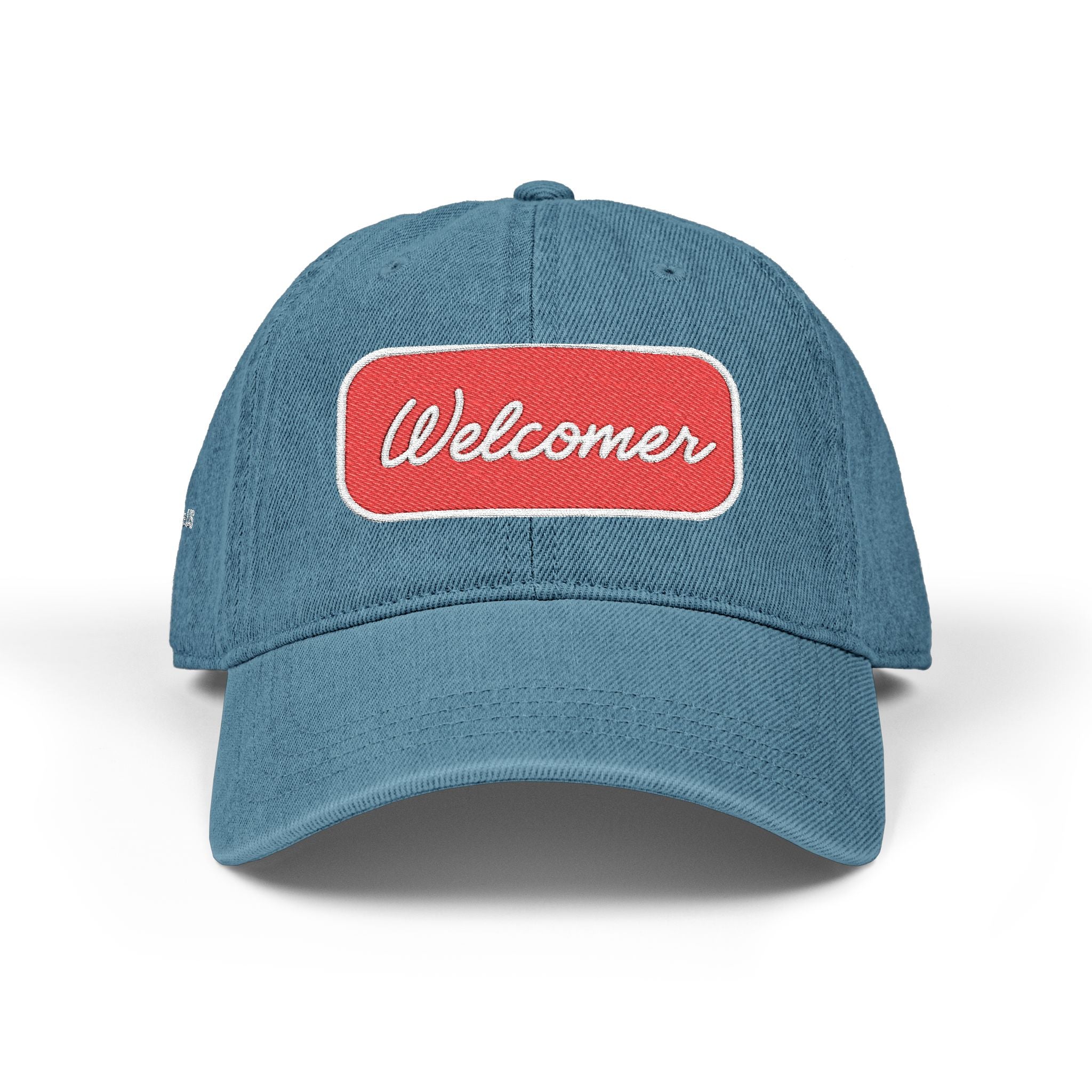 “Welcomer” Embroidered Denim Cap